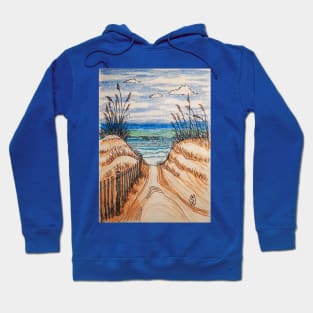 Between the sand dunes at the beach Hoodie